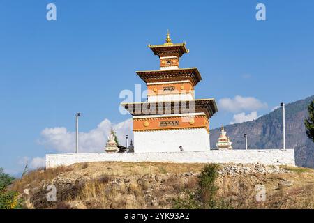 Un sanctuaire le long de l'autoroute Paro-Thimphu, Bhoutan. Banque D'Images