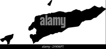 Une carte de contour du Timor Leste. Illustration graphique vectorielle sur un fond transparent avec des frontières noires du pays Illustration de Vecteur