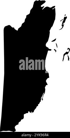 Une carte de contour du Belize. Illustration graphique vectorielle sur un fond transparent avec des frontières noires du pays Illustration de Vecteur
