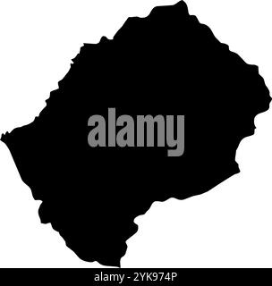Une carte de contour du Lesotho. Illustration graphique vectorielle sur un fond transparent avec des frontières noires du pays Illustration de Vecteur