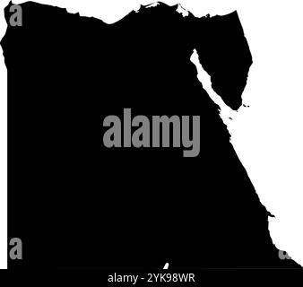 Une carte de contour de l'Egypte. Illustration graphique vectorielle sur un fond transparent avec des frontières noires du pays Illustration de Vecteur