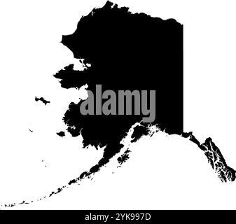 Une carte de contour des Etats-Unis, Alaska. Illustration graphique vectorielle sur un fond transparent avec des frontières noires du pays Illustration de Vecteur