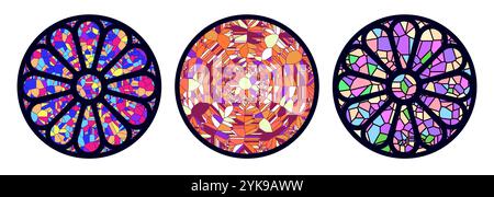 Ensemble d'illustration vectorielle de rosace de verre teinté Illustration de Vecteur