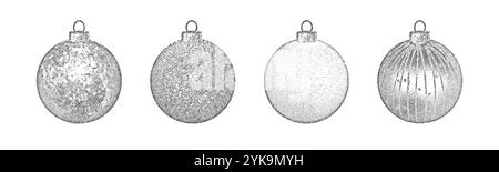 Éléments sur le thème des fêtes et de l'hiver. Ensemble vecteur de Noël pointillé Illustration de Vecteur