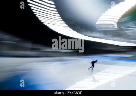 Aomori, Japon. 16 novembre 2024. Vue générale patinage de vitesse : 2025 ISU quatre continents Championnats de patinage de vitesse hommes 5000m à YS Arena Hachinohe à Aomori, Japon . Crédit : AFLO SPORT/Alamy Live News Banque D'Images