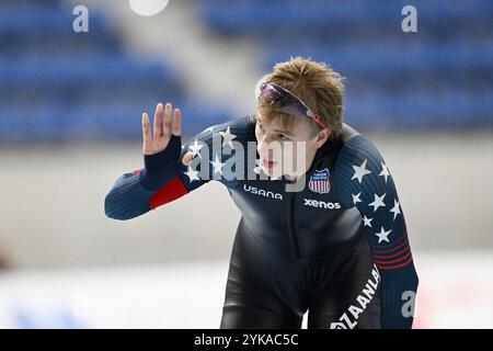 Aomori, Japon. Crédit : MATSUO. 17 novembre 2024. Jordan Stolz (USA) patinage de vitesse : 2025 Championnats de patinage de vitesse des quatre continents ISU 1000m hommes à la YS Arena Hachinohe à Aomori, Japon. Crédit : MATSUO . K/AFLO SPORT/Alamy Live News Banque D'Images