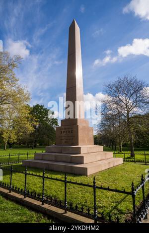 Le monument Speke dans les jardins de Kensington, Londres, Royaume-Uni Banque D'Images