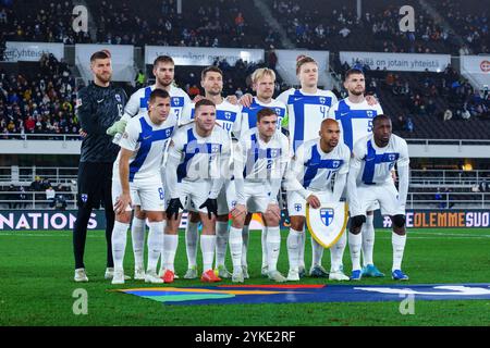 Helsinki, Finlande. 17 novembre 2024. Effectif de la Finlande lors du match de l'UEFA Nations League entre la Finlande et la Grèce au stade olympique d'Helsinki, Helsinki, Finlande, le 17 novembre 2024. Crédit : Ivan Badanin/Alamy Live News. Non destiné à des fins commerciales. Utilisation. Banque D'Images