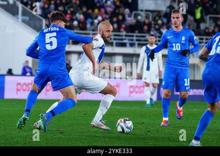 Helsinki, Finlande. 17 novembre 2024. Teemu Pukki de Finlande lors du match de l'UEFA Nations League opposant la Finlande à la Grèce au stade olympique d'Helsinki, Helsinki, Finlande, le 17 novembre 2024. Crédit : Ivan Badanin/Alamy Live News. Non destiné à un usage commercial. Banque D'Images