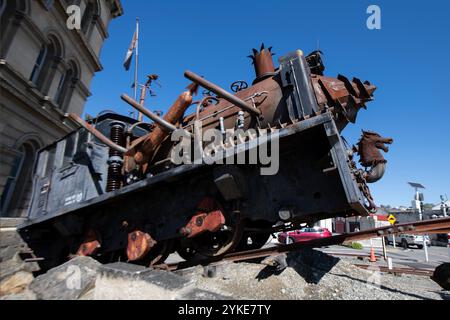 Faux train, Steampunk HQ, Oamaru, North Otago, South Island, nouvelle-Zélande Banque D'Images