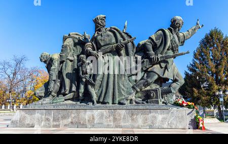 Monument 'libérateurs de Skopje' - un monument dédié aux libérateurs de Skopje. Banque D'Images