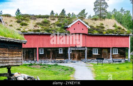 Musée Sunnmøre la Norvège et le musée Viking est un magnifique musée en plein air avec 56 maisons anciennes et distinctes Banque D'Images