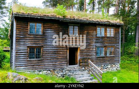 Musée Sunnmøre la Norvège et le musée Viking est un magnifique musée en plein air avec 56 maisons anciennes et distinctes Banque D'Images