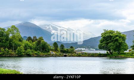 Musée Sunnmøre la Norvège et le musée Viking est un magnifique musée en plein air avec 56 maisons anciennes et distinctes Banque D'Images