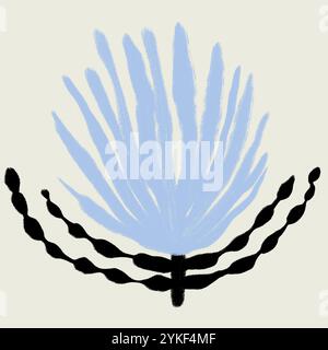 Cette illustration abstraite capture l'essence de l'esthétique du désert avec des formes végétales stylisées dans des teintes douces. Son design minimaliste évoque la tranquillité A. Banque D'Images