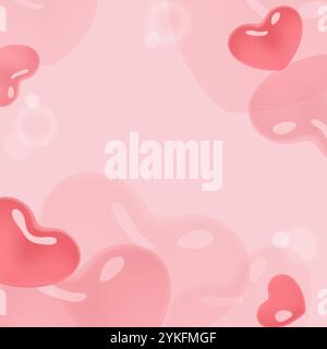 3d candy hearts médias sociaux mignon conception de fond romantique avec espace de copie Illustration de Vecteur