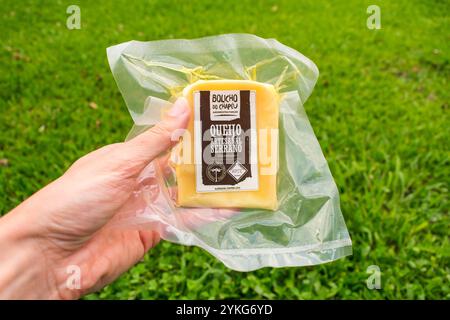 Sao Francisco de Paula, Brésil - 12 novembre 2024 : Queijo serrano (fromage serrano), fromage traditionnel et artisanal de la Campos de Cima da Serr Banque D'Images
