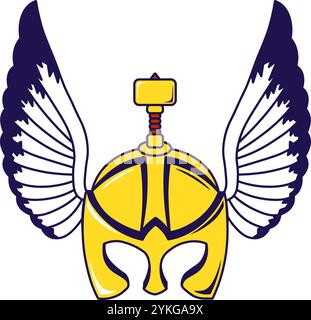 Illustration graphique vectorielle de casque avec des ailes dans le style de bande dessinée. Coiffure pour fête ou carnaval. L'icône est parfaite pour le web design, elem décoratif Illustration de Vecteur