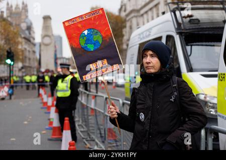 16 novembre 2024. Londres, Royaume-Uni. Marche pour la justice climatique mondiale. Une grande alliance d’organisations de justice climatique marche à Londres pour exiger la fin des combustibles fossiles et la complicité du Royaume-Uni dans le génocide de Gaza. Des milliers de personnes se rassemblent alors que la COP29 se déroule pour appeler le gouvernement britannique à éliminer progressivement les combustibles fossiles, à payer des réparations climatiques et à imposer un embargo sur les armes à Israël. Banque D'Images