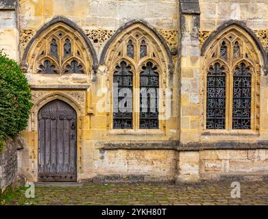 Détail des bâtiments à Vicars près de la cathédrale de Wells dans le Somerset Angleterre Royaume-Uni la plus ancienne rue résidentielle d'Europe avec des bâtiments intacts. Banque D'Images