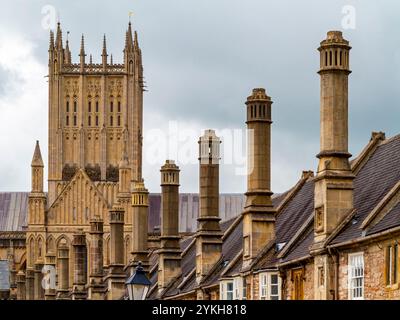 Détail des bâtiments à Vicars près de la cathédrale de Wells dans le Somerset Angleterre Royaume-Uni la plus ancienne rue résidentielle d'Europe avec des bâtiments intacts. Banque D'Images