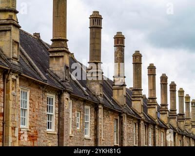 Détail des bâtiments à Vicars près de la cathédrale de Wells dans le Somerset Angleterre Royaume-Uni la plus ancienne rue résidentielle d'Europe avec des bâtiments intacts. Banque D'Images