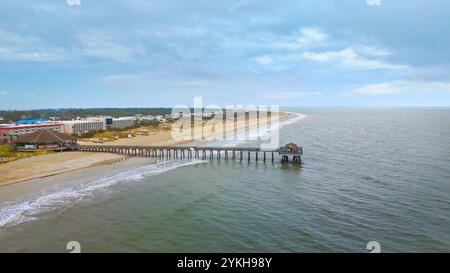 Plage à Tybee Island à Savannah Géorgie - vue aérienne Banque D'Images