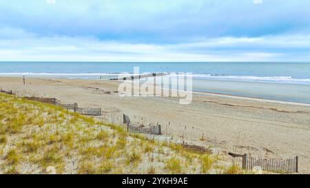 Plage à Tybee Island à Savannah Géorgie - vue aérienne Banque D'Images