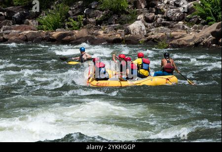 Les clients prennent part au rafting en eau vive sur les rapides de la rivière Ocoee dans la forêt nationale de Cherokee, Tennessee. (Photo USDA par lance Cheung) Banque D'Images