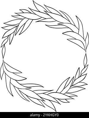 Bordures florales et séparateurs. Élégants cadres décoratifs de plantes vertes et séparateurs ornementaux monogramme pour carte d'invitation de mariage. Icône Vector isolé Illustration de Vecteur