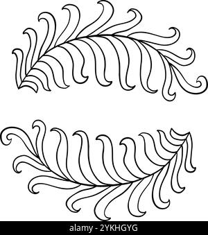 Bordures florales et séparateurs. Élégants cadres décoratifs de plantes vertes et séparateurs ornementaux monogramme pour carte d'invitation de mariage. Icône Vector isolé Illustration de Vecteur