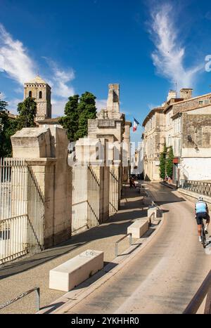 Le théâtre romain d'Arles, une ville sur le Rhône dans la région Provence du sud de la France Banque D'Images