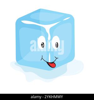 Personnage de cube de glace de dessin animé mignon Illustration de Vecteur