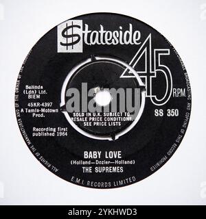 Label central de la version single de sept pouces de Baby Love by the Supremes, qui est sortie en 1964 Banque D'Images