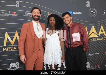 Los Angeles, États-Unis. 29 octobre 2024. Dans cette image publiée le 18 novembre 2024 Chase Burton, Natasha Ofili, Adam Faison assistent aux arrivées des Media Access Awards 2024 à Avalon le 29 octobre 2024 à Los Angeles, CA. (Photo de Nina Prommer/Sipa USA) crédit : Sipa USA/Alamy Live News Banque D'Images