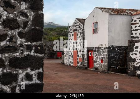 Le village de Lajido est situé dans l'un des centres de la cave de lave sur l'île de Pico, aux Açores. Banque D'Images