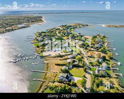 vue aérienne de little neck road et environs Banque D'Images