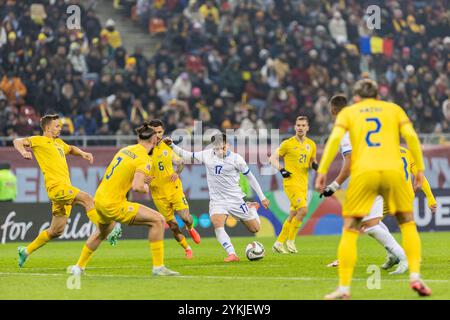 Bucarest, Roumanie. 18 novembre 2024. Loizos Loizou de Chypre en tournage lors du match de football de la Ligue des Nations de l'UEFA, Ligue C, Groupe C2 entre la Roumanie et Chypre le 18 novembre 2024 à l'Arena Nationala de Bucarest, Roumanie - photo Mihnea Tatu/Lightspeed images/DPPI crédit : DPPI Media/Alamy Live News Banque D'Images