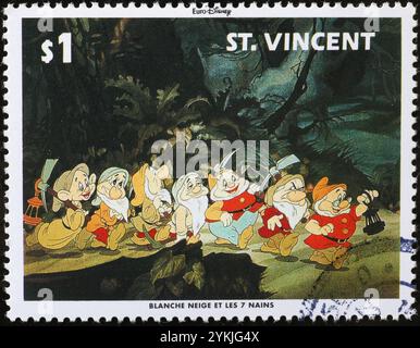 Scène de Blanche neige par Walt Disney sur timbre-poste Banque D'Images