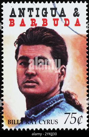 Chanteur country américain Billy Ray Cyrus sur timbre-poste Banque D'Images