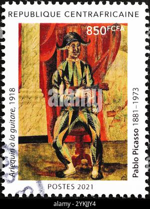Arlequin par Pablo Picasso sur timbre-poste Banque D'Images