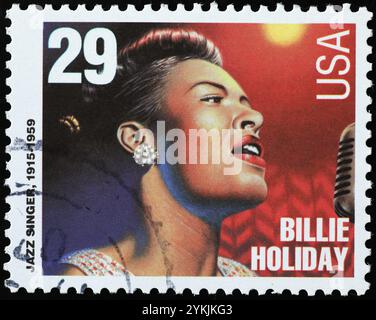 La chanteuse de jazz Billie Holiday sur timbre-poste américain Banque D'Images