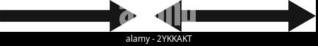 Icônes flèche et flèche double. Regardez ici les symboles. Pointeur horizontal noir, direction, emplacement et inversement, deux côtés, signes de largeur isolés sur fond blanc. Illustration graphique vectorielle. Illustration de Vecteur