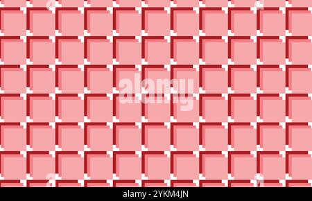 modèle sans couture avec des carrés rouges pixellisés, des couleurs de fond rose pastel, une illustration vectorielle dans le style plat simple du minimalisme Illustration de Vecteur