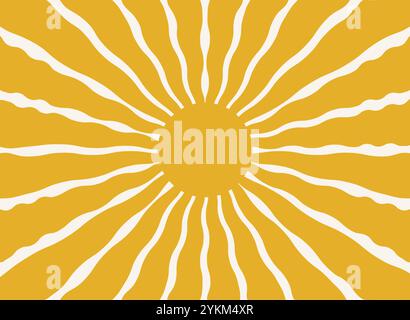 Motif rétro Sunburst en jaune doré. Vibrant Sunburst Graphic pour Summer Vibes, illustration Sunburst simple avec des tons chauds Illustration de Vecteur