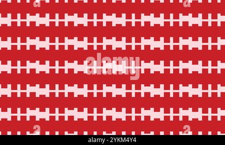 Motif d'art pixel simple de rayures horizontales blanches et rouges sur un fond plat, un design symétrique, simple et minimaliste Illustration de Vecteur