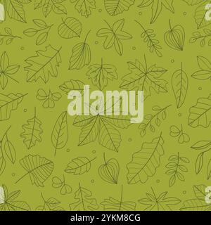 Brindilles de modèle sans couture vertes, feuilles et fleurs dessinées à la main. Illustration vectorielle Illustration de Vecteur