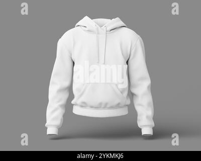 Vue avant Blank Hoodie Mockup 3D Render Veste Banque D'Images