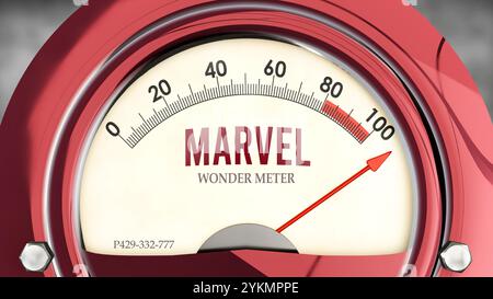 Marvel et Wonder Meter qui atteint une échelle complète, montrant un très haut niveau de merveille Banque D'Images