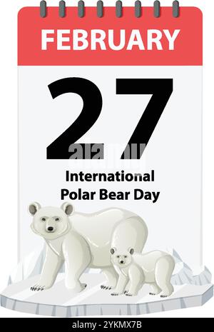 Page de calendrier présentant des ours polaires sur la glace Illustration de Vecteur